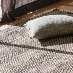 Tapis en coton recyclé et jute - noir 170x120cm