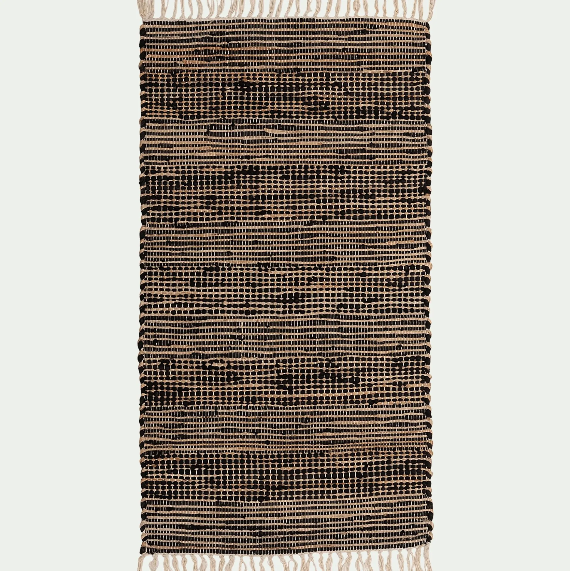 Tapis en coton recyclé et jute - noir 110x60cm