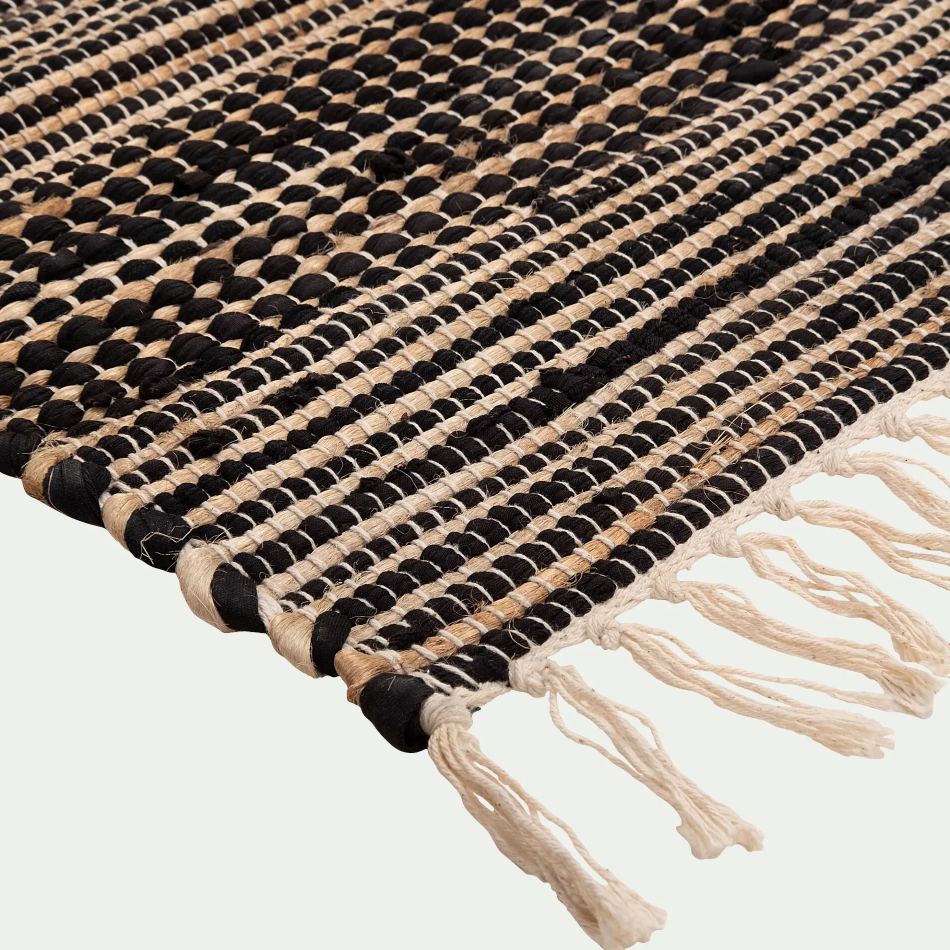 Tapis en coton recyclé et jute - noir 110x60cm
