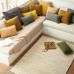 Tapis en coton recyclé et jute - blanc 120x170cm