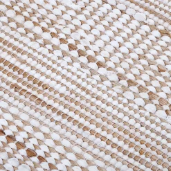 Tapis en coton recyclé et jute - naturel et blanc 60x110cm