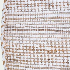 Tapis en coton recyclé et jute - naturel et blanc D160cm