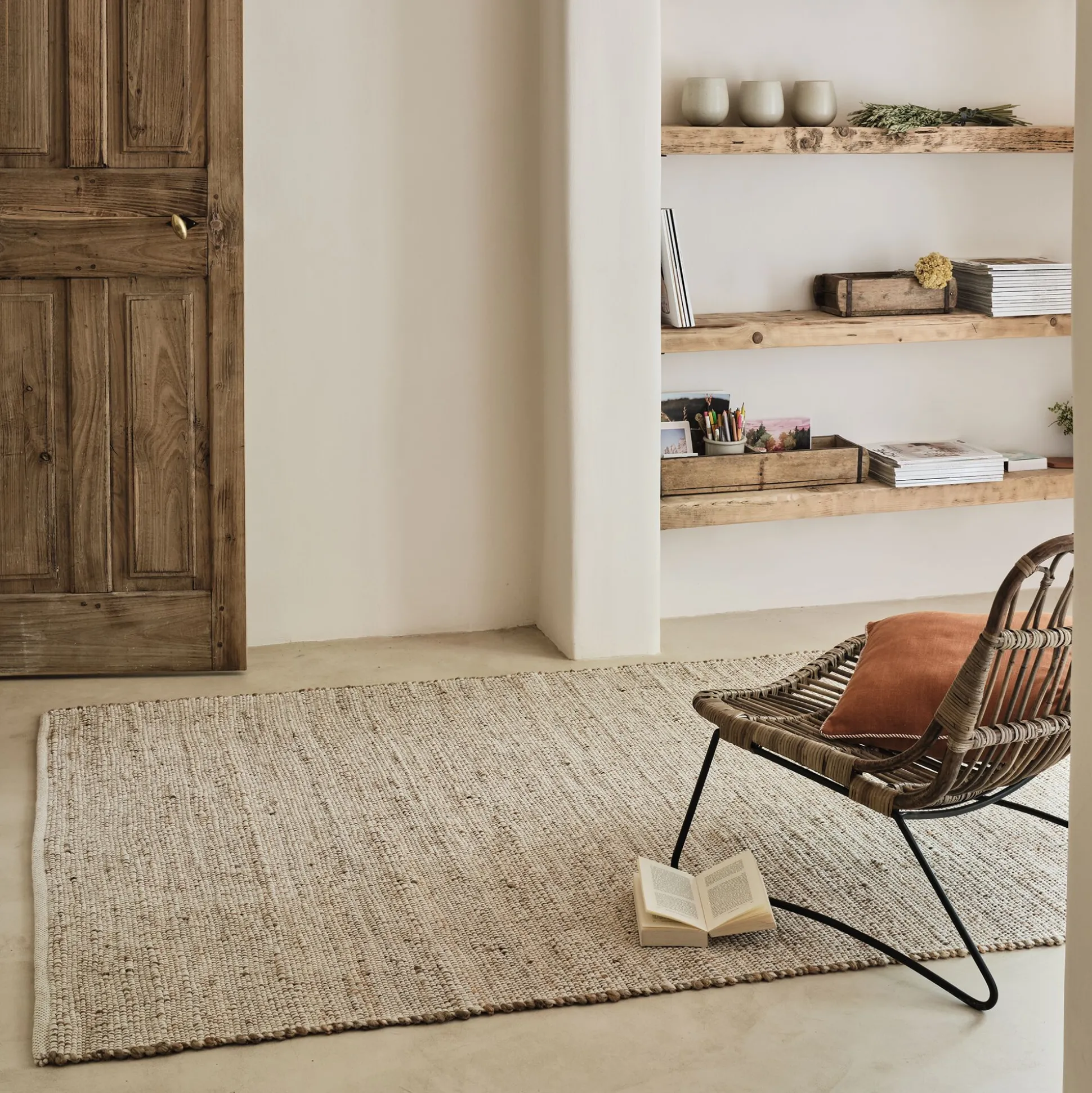 Tapis en jute et coton 140x200cm - naturel