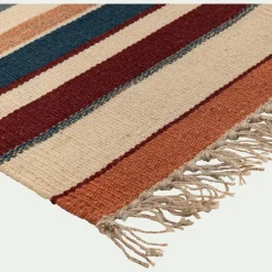 Tapis en laine à rayures 60x120cm - rouge