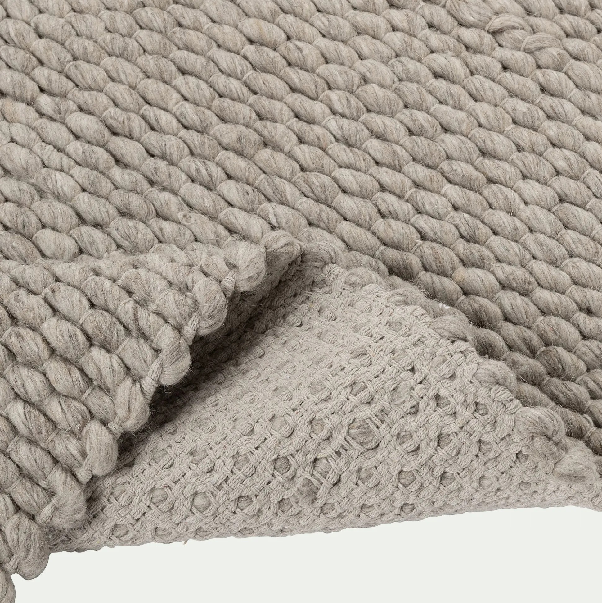 Tapis en laine et coton - gris clair 120x170cm