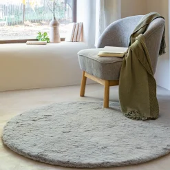 Tapis imitation fourrure - gris D120cm