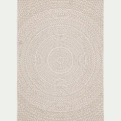 Tapis intérieur et extérieur à motifs en tissu recyclé 120x170cm - écru