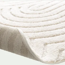 Tapis rond à motifs circulaires D120cm - blanc écru