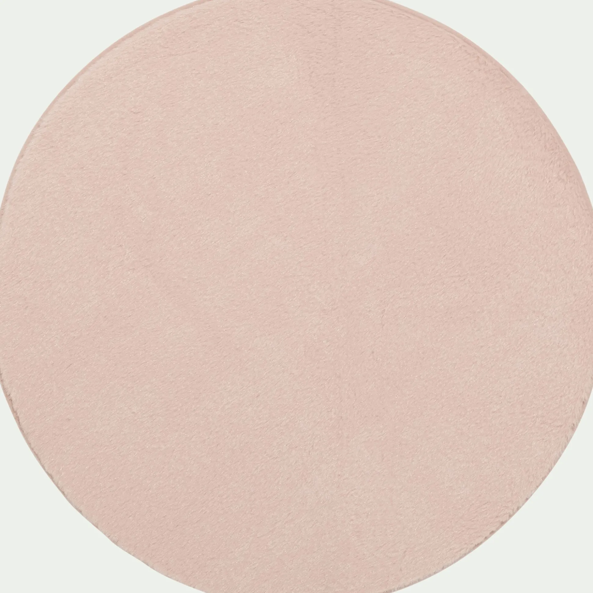 Tapis rond imitation fourrure - rose argile D70cm