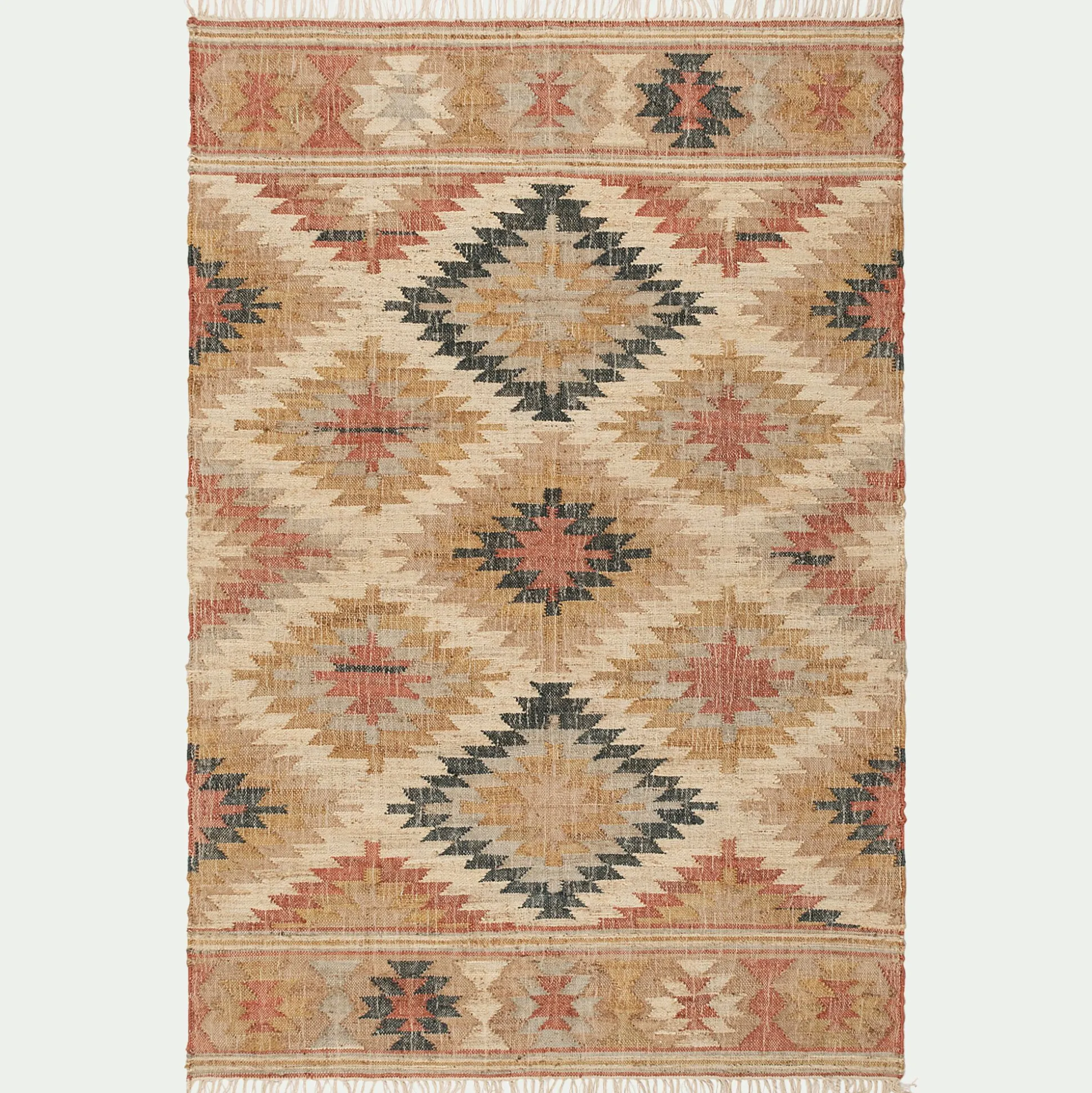 Tapis tissé en jute et coton - beige 200x290cm