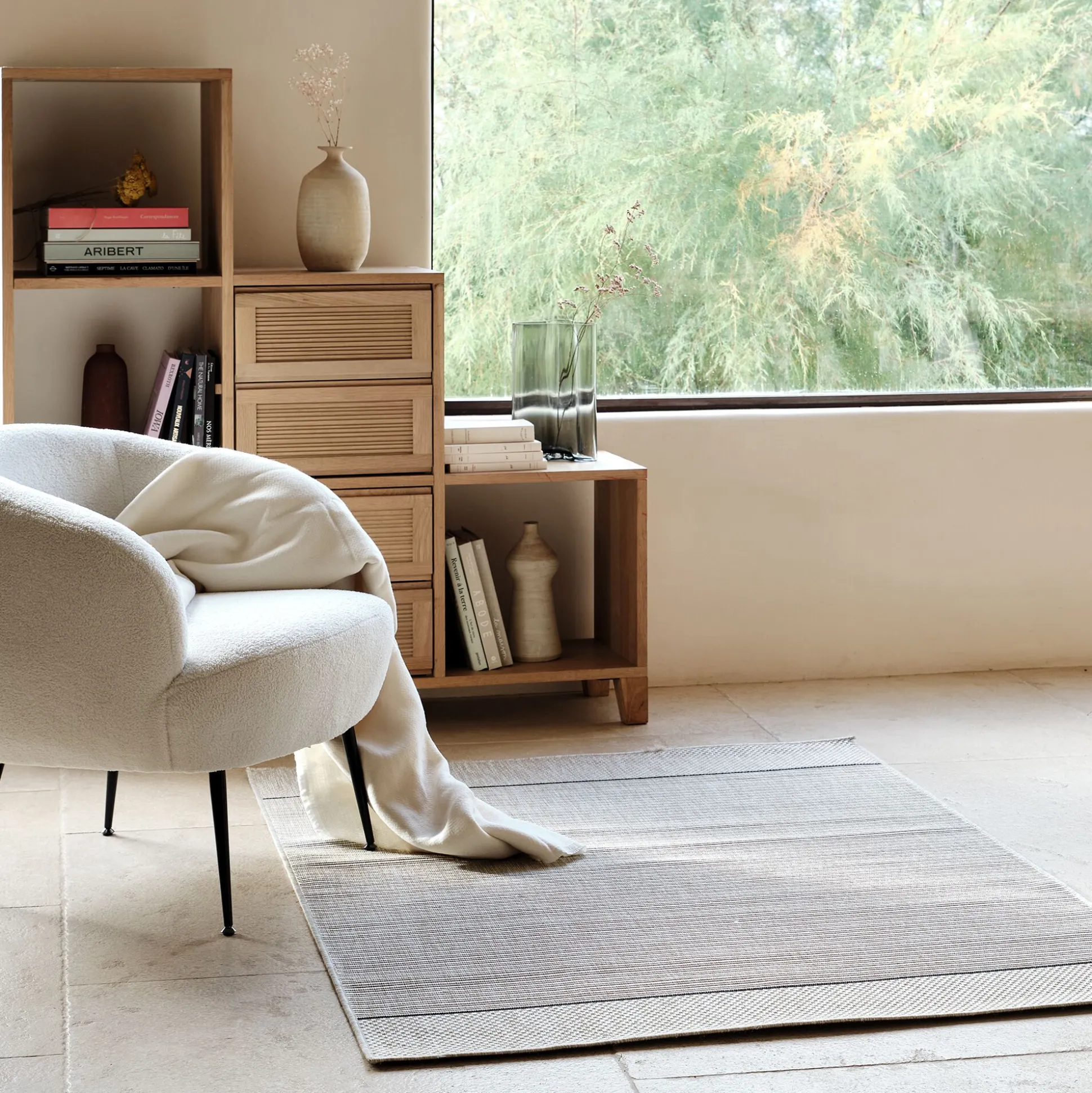 Tapis tissé intérieur extérieur 160x230cm - beige