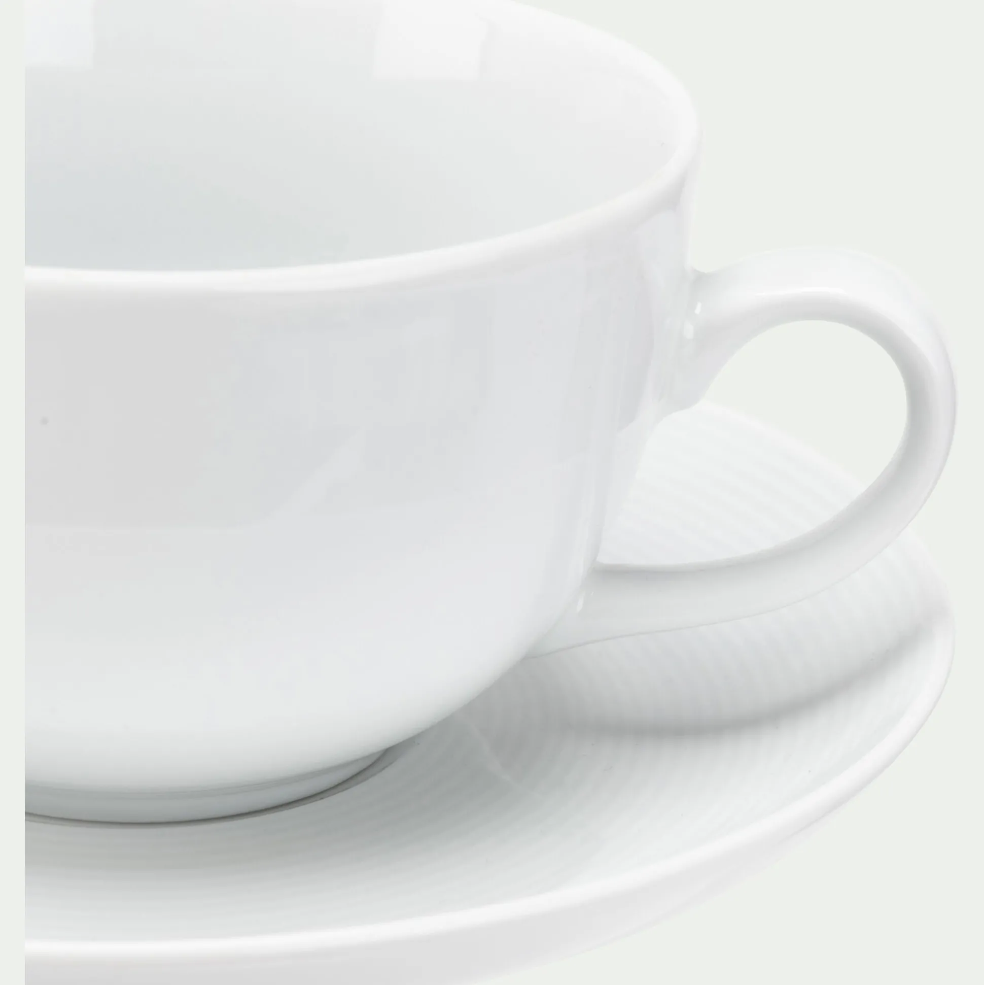 Tasse et soucoupe en porcelaine - blanc 45cl