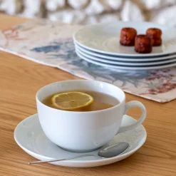 Tasse et soucoupe en porcelaine - blanc 45cl