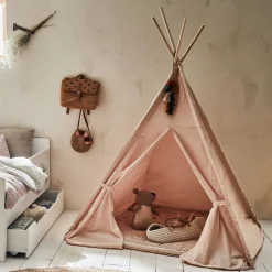 Tipi pour enfant avec tapis - rose argile