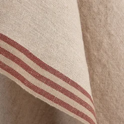 Torchon de cuisine rayé en lin - rouge cade 50x70cm