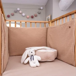 Tour de lit en gaze de coton bio 180x40cm - marron noisette