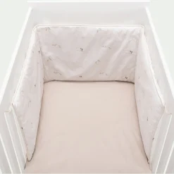 Tour de lit motif cigognes 40x180cm - blanc