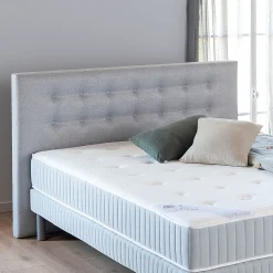 Tête de lit boutonnée en tissu - gris clair L190cm