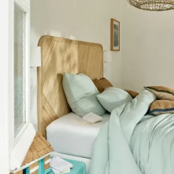 Tête de lit rectangulaire en rotin 130x170 - bois clair