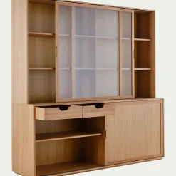 Vaisselier 4 portes en bois L212cm - bois clair