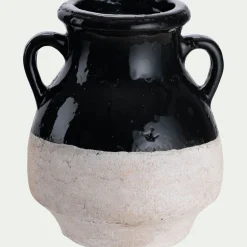 Vase amphore bicolore en grès H25,5cm - noir