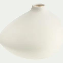 Vase asymétrique en grès - blanc H8,5cm