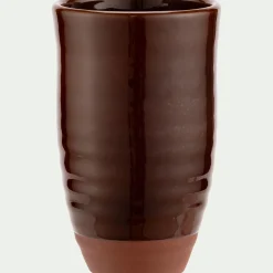 Vase bicolore en terre cuite H21cm - marron