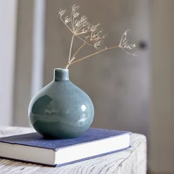 Vase boule en grès 11cm - bleu