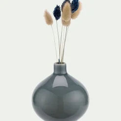 Vase boule en grès 11cm - bleu