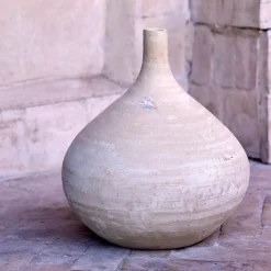 Vase boule en terre cuite H21cm - beige