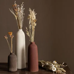 Vase bouteille en faïence H17,5cm - brun terre d'ombre