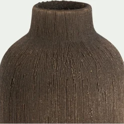 Vase bouteille en faïence H17,5cm - brun terre d'ombre