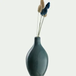 Vase bouteille en grès H15cm - bleu