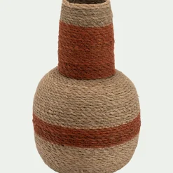 Vase bouteille en jonc de mer H38cm - orange brûlée