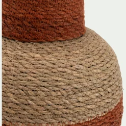 Vase bouteille en jonc de mer H38cm - orange brûlée