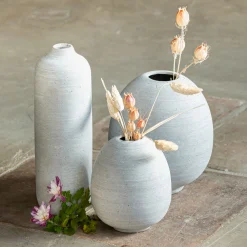 Vase bouteille en poudre de pierre H24,5cm - gris