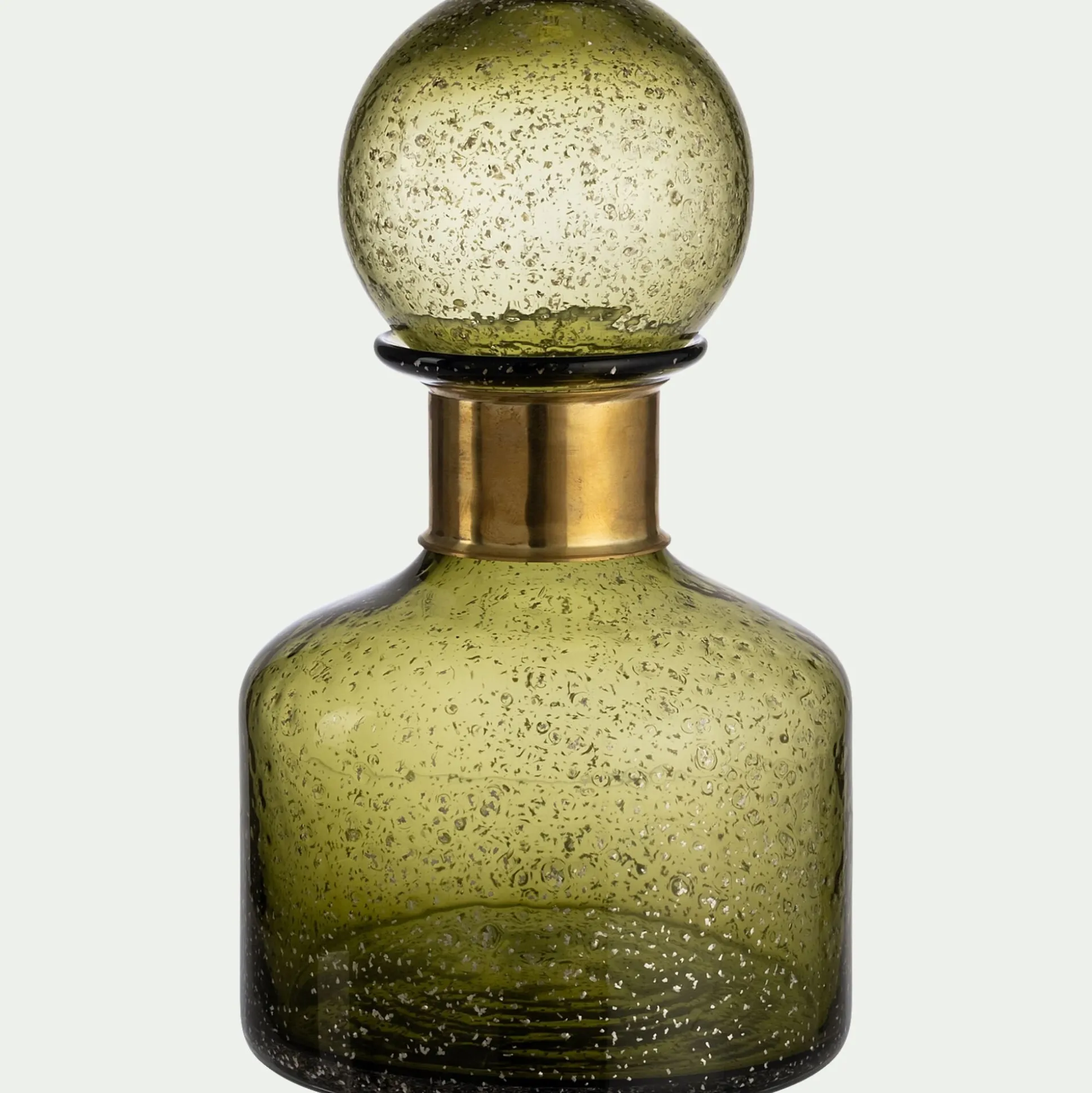 Vase bouteille en verre bullé H26cm - vert