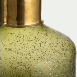 Vase bouteille en verre bullé H26cm - vert