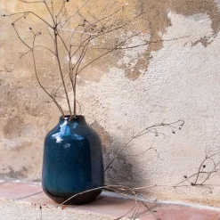 Vase classique en céramique tachetée H20cm - bleu