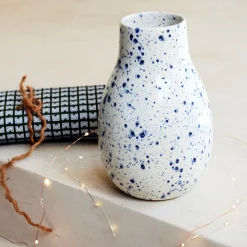 Vase classique en faiënce tachée H24cm - blanc