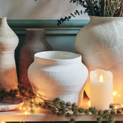 Vase classique en grès moucheté H16cm - blanc