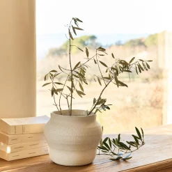 Vase classique en grès moucheté H16cm - blanc