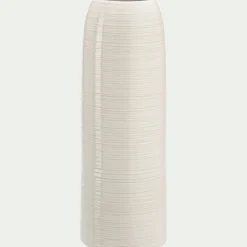 Vase classique en grès strié H25,5cm - blanc