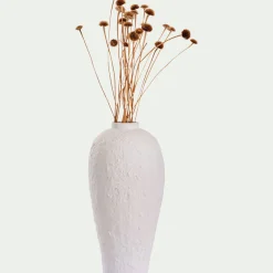 Vase contemporain en céramique texturée H28cm - blanc