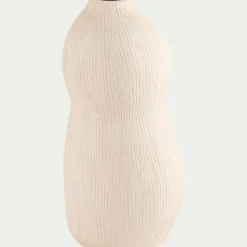 Vase contemporain en faïence H28cm - blanc