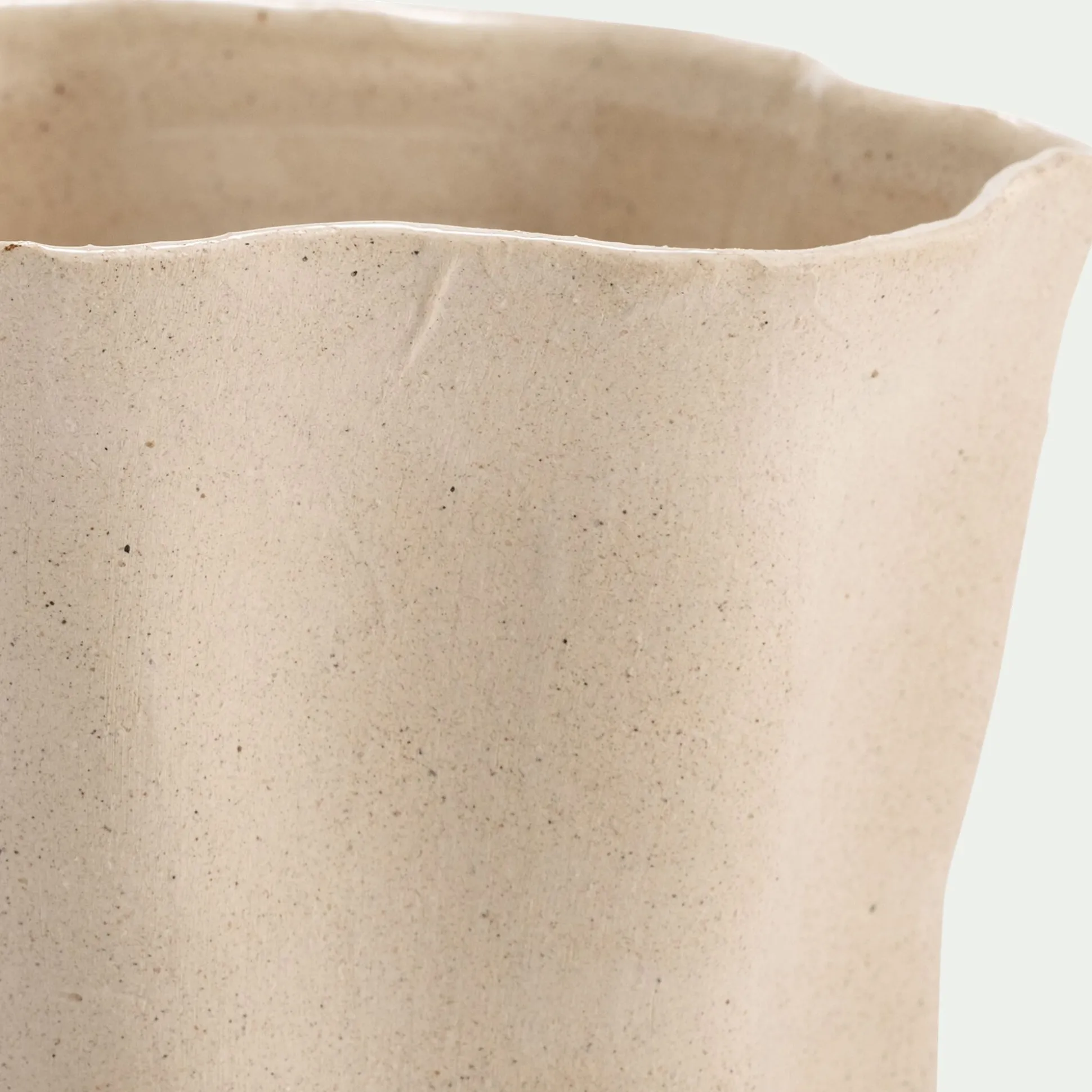 Vase contemporain en grès H24,5cm - beige