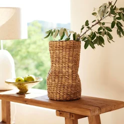 Vase contemporain en jacinthe d'eau H46cm - naturel