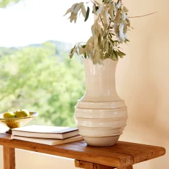 Vase contemporain en terre cuite H38cm - blanc