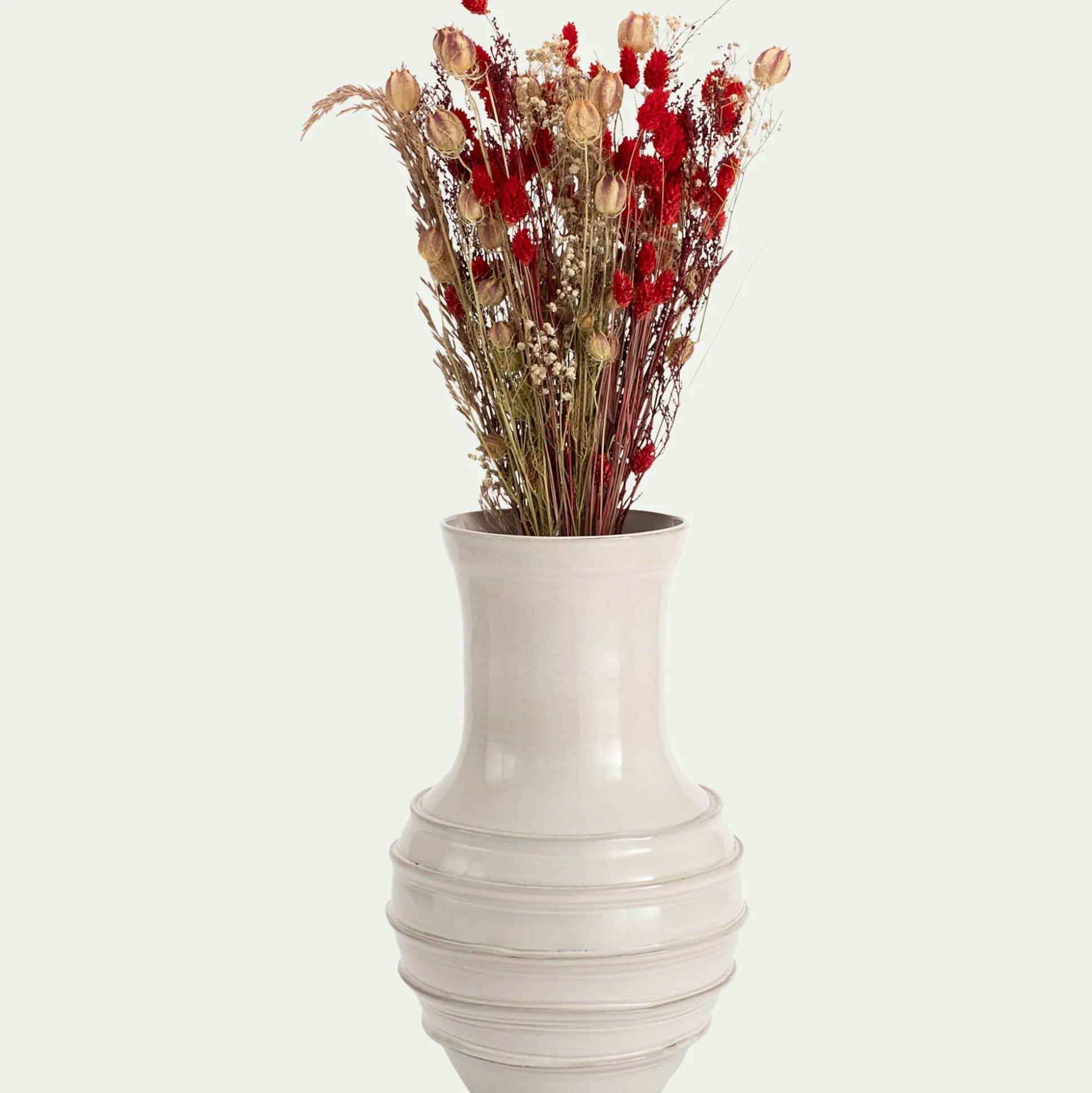 Vase contemporain en terre cuite H38cm - blanc
