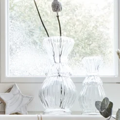 Vase contemporain en verre H16,5cm - transparent